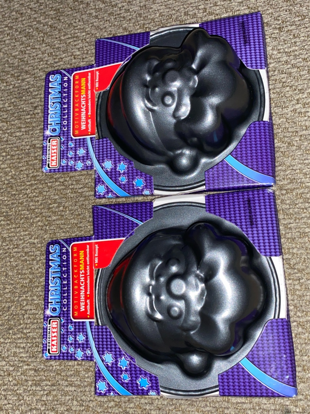 2 mini Christmas Collection Santa Face Cake Pan - Black
